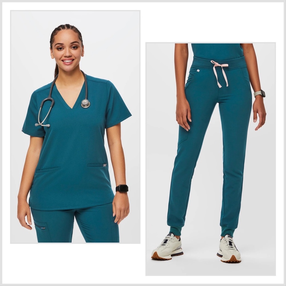 Figs; women’s Caribbean blue scrub set (small)